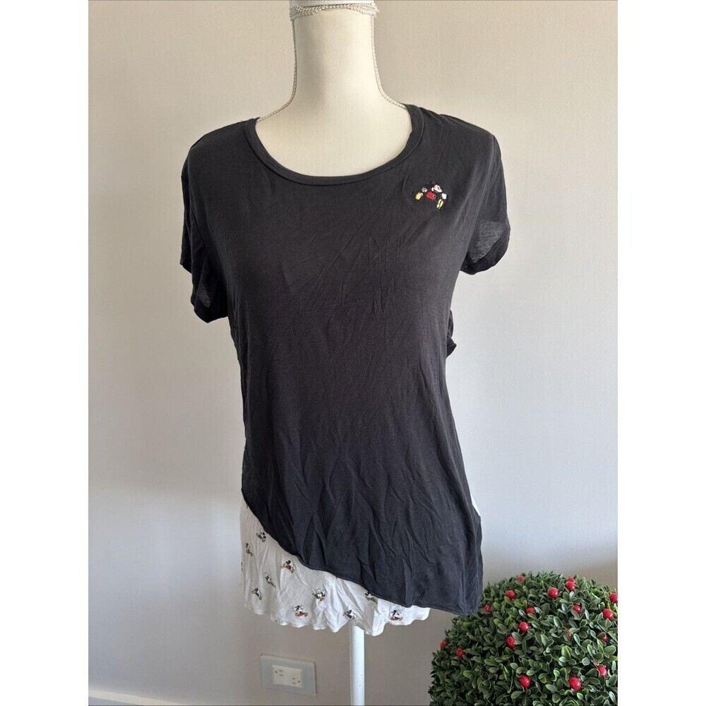 Disney Parks Mickey Mouse Black Asymmetrical Tee Size L
